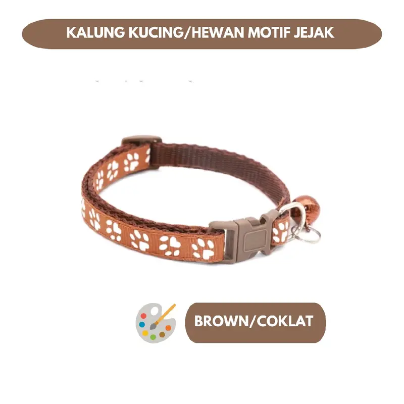 Kalung Kucing/Hewan Peliharaan Motif Jejak Motif Dengan Lonceng 4