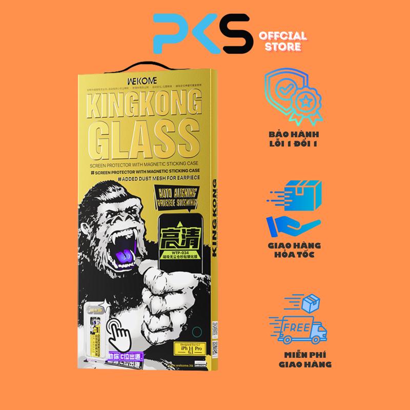 Kính Cường Lực KingKong Wekome Có Khung Dán, Màng Loa Chống Bụi, Bảo Vệ Màn Hình iPhone 11/12/13/14/15/16