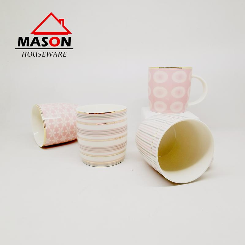 MASON Mug Kermaik / Mug Teh / Mug Kopi Motif Pink Colour 9,2cm 3