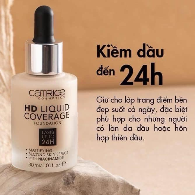 Kem nền Catrice HD Liquid Coverage kiềm dầu che khuyết điểm nền đẹp 2
