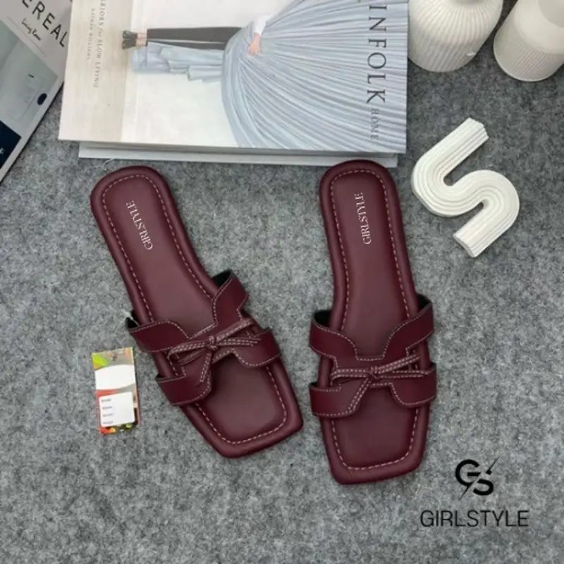 GIRLSTYLE-Sandal Wanita/Sandal Selop Wanita Viral Kekinian Maron Sendal Cewek Coksu 2