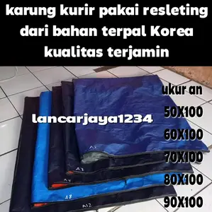 karung kurir pakai resleting tersedia banyak pilihan ukuran dan warna bahan terpal Korea kualitas terjamin