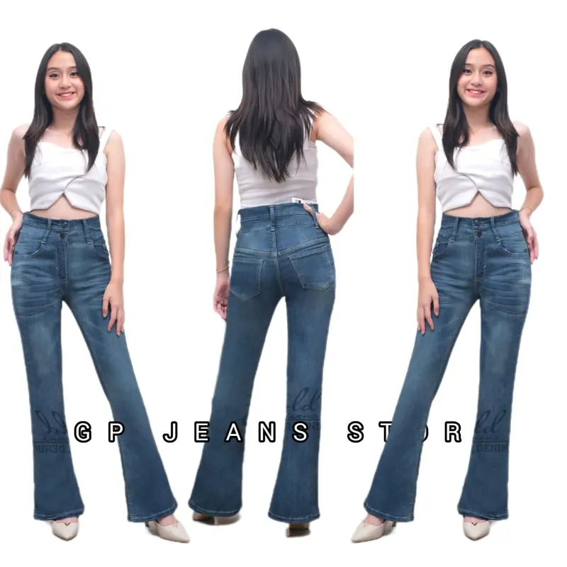 Hw Cutbray Jeans Cyenna Kancing 2 Warna Putih Size 27-34 Wanita Celana Panjang Denim Cewek 3