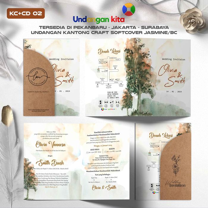 Gambar (100Pcs) Undangan Kita Undangan Pernikahan Kantong Craft Jasmine Gliter Softcover Aethestic Elegan - KC+CD 02 dari Undangan Kita Kota Administrasi Jakarta Barat 4 Tokopedia