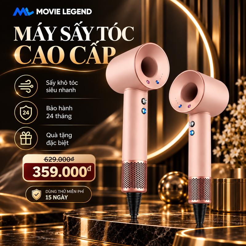 Máy Sấy Tóc 2 Chiều Movie Legend Nóng Lạnh 1500W - 3 Tốc Độ & 4 Mức Nhiệt Độ - Chống Gãy Rụng Tóc