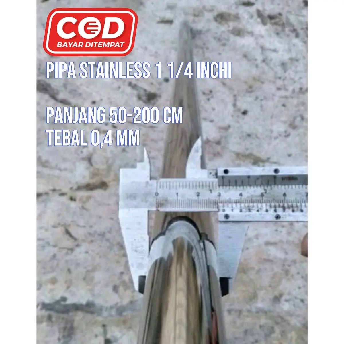 14(COD) PIPA STAINLESS STEEL 1¼inchi tebal 0,4mm panjang 50cm sampai 200cm