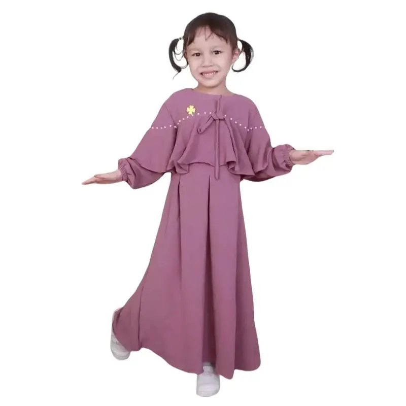 Gamis Anak Noira Crinkle Airflow Mute Free Bross usia 4 - 7 Tahun / gamis anak perempuan kombinasi rempel Dress Muslim Cantik 0