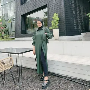 Jemah Mididress Kemeja Dewasa Panjang Wanita Oversize Kancing Full Aktif