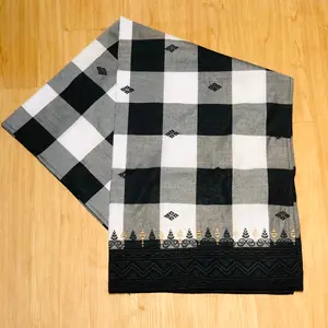 Saput / Kampuh Poleng Hitam Putih Tepi Bordir