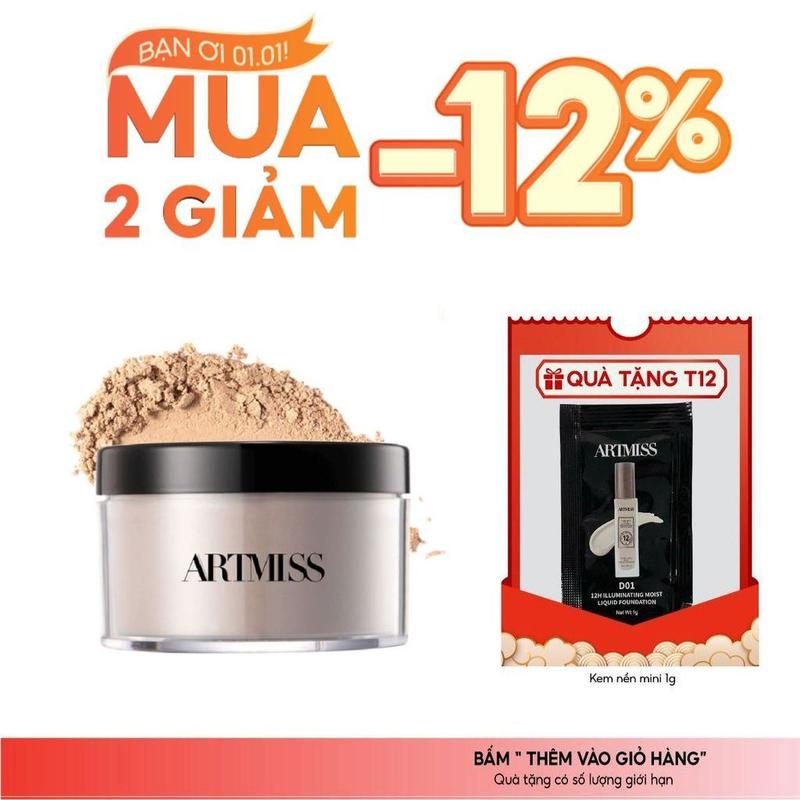 Phấn phủ ARTMISS TRANSPARENT MATTE POWDER kiểm soát dầu nhờn giúp giữ nền lâu trôi 30g Cosmetic Mỹ Phẩm
