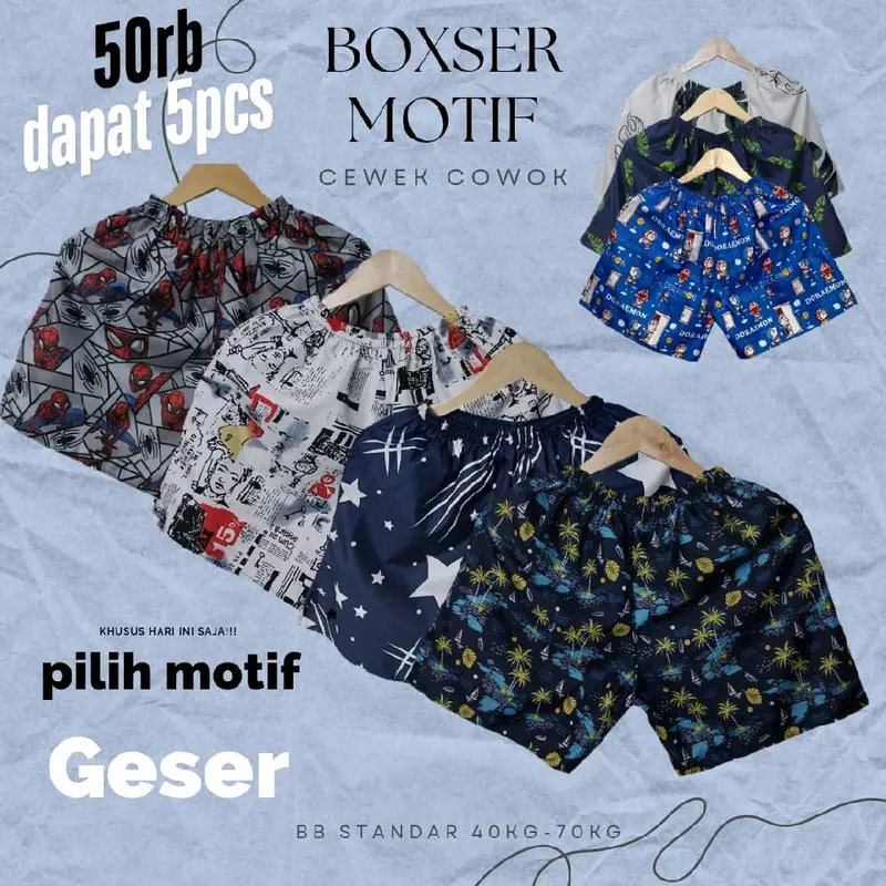 PAKET 3.5 PCS BOXSER MOTIF CELANA PENDEK BAHAN ADEM CEWEK CWOK 0