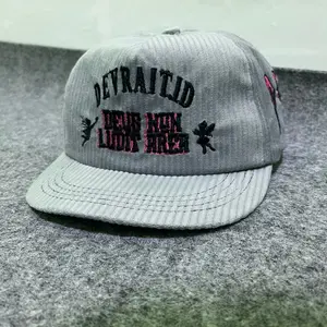 Devrait - Topi Rope Hat - Topi Classic Snapback - Visor Pendek - Topi Snapback Skena Corduroy Abu Muda