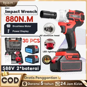 Reaim Cordless Impact Wrench Brushless Impact baterai Mesin Bor Untuk Baut Mobil Impact Baterai Impek Baterai Torsi Besar Reaim Cordless Impact Wrench Brushless Impact baterai Mesin Bor Untuk Baut Mobil Impact Baterai Impek Baterai Torsi Besar