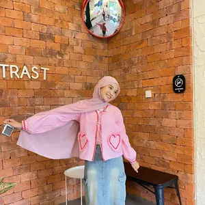 Heart Pattern Cardigan Blouse Coquette