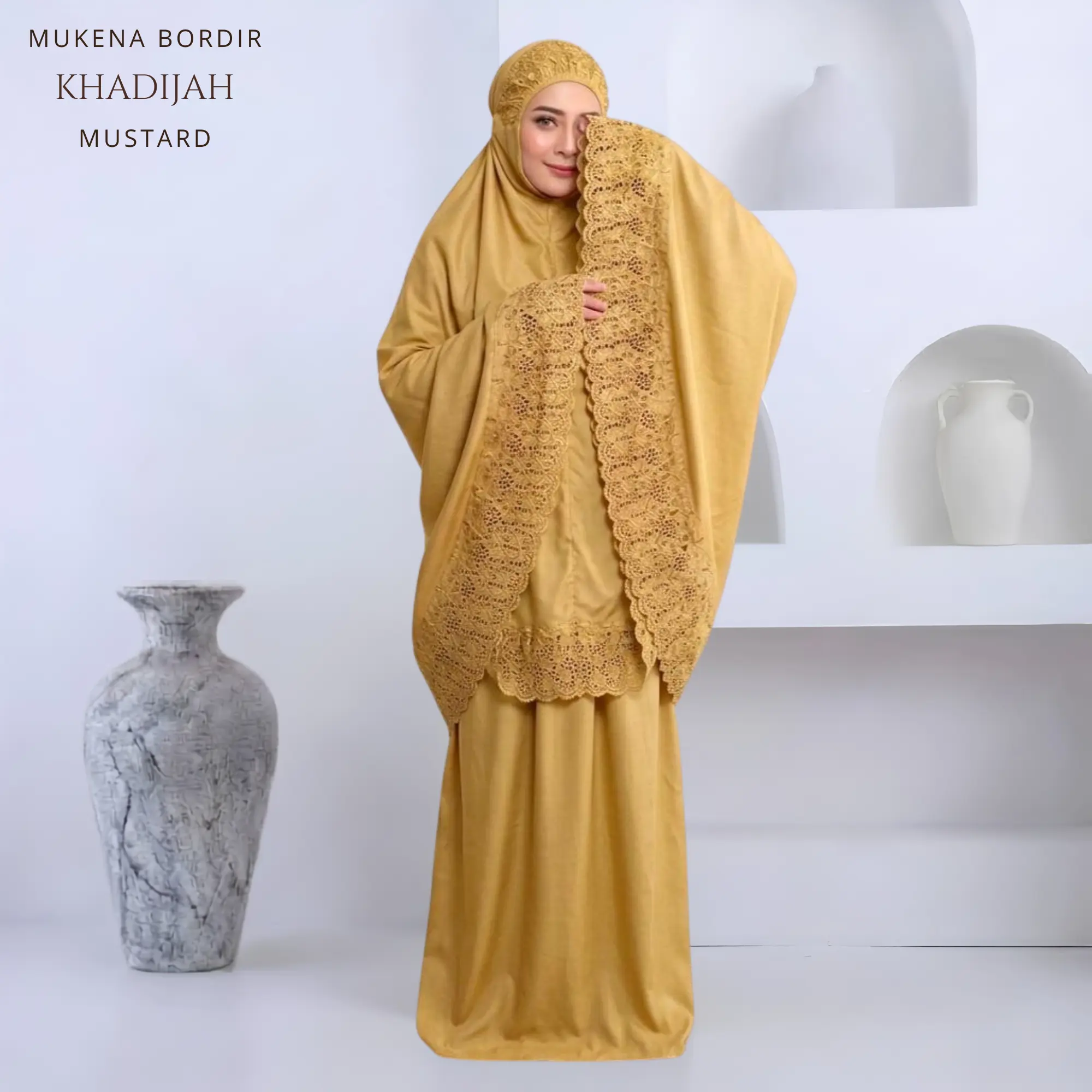 RAISYAKU Mukena Dewasa Khadijah Jumbo Katun Mikro Premium Mukenah Bordir