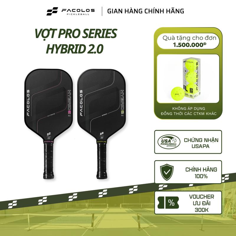 Vợt Pickleball Facolos Pro Series -  Hybird 2.0 (14MM-16MM) nâng cấp với độ nhám gấp đôi so với Carbon tiêu chuẩn