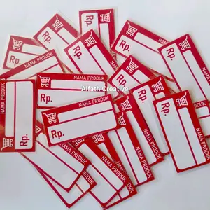 isi 20 pcs Label harga kecil 6x3 cm untuk rak sudah di laminating tulis tangan pakai spidol