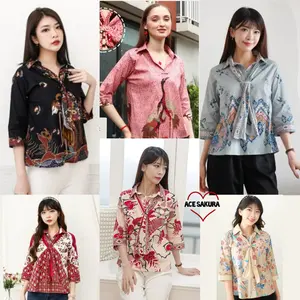BLOUSE BATIK MICHA 068 ATASAN KERJA KANTOR WANITA MURAH Kain Katun Stretch Motif Casual