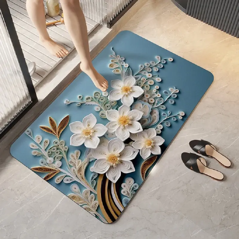 Radeva Gallery - Keset Lantai/Keset Kaki Anti Slip Ukuran 40x60CM Motif Bunga Motif Lucu Kekinian Karpet 2