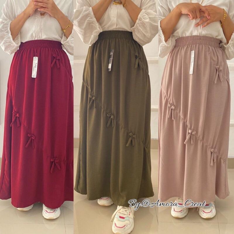 Rok Terbaru pita// rok wanita // rok dewasa // rok premium // rok pita // rok jumbo bb 40-75kg Cantik Nyaman Panjang Melar Serut Santai Pendek Variasi amora  skirt 4