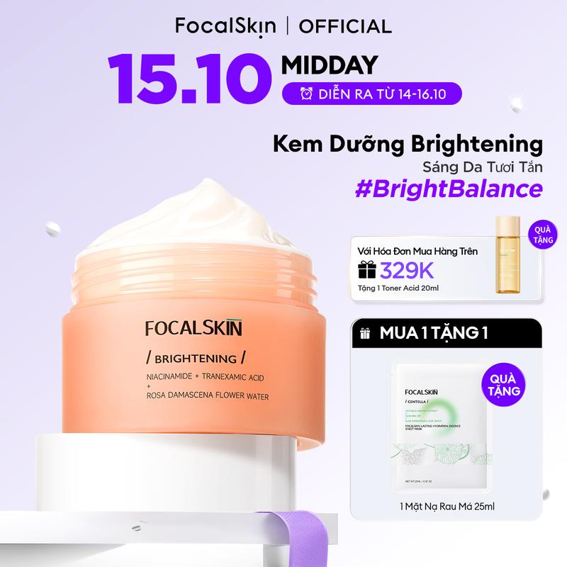 FOCALSKIN Kem dưỡng Bright Balance Tranexamic Acid Niacinamide hỗ trợ cấp ẩm dưỡng da tươi tắn phù hợp cho da nhạy cảm 30g | Skincare Làm Đẹp Da Dưỡng Ẩm Da Chăm Sóc Da