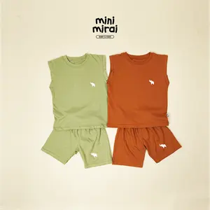 MINI MIRAI - Setelan Anak Singlet Kutung Oversize Pendek Laki Laki / Perempuan Baju Celana - Earthtone 2