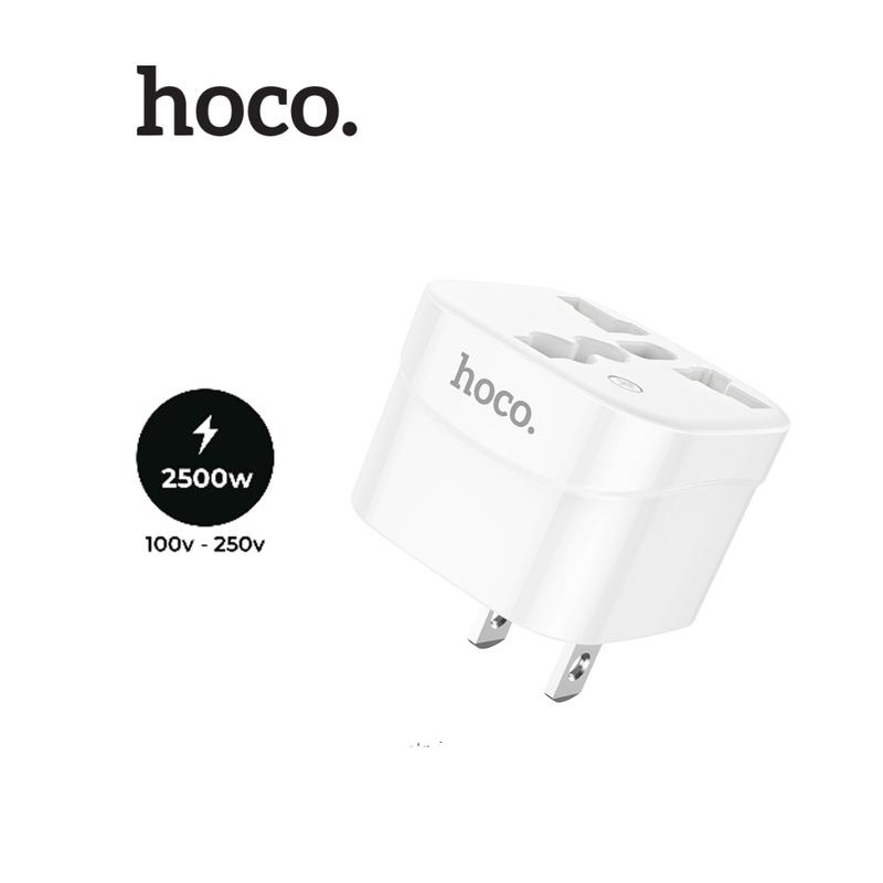 Chân Cắm Chuyển Đổi 2in1 Hoco DC60 AC250V 10A | 2500W , nhỏ gọn tiện lợi khi đi du lịch,chuyển đổi 3 chấu sang 2 chấu