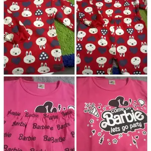 Setelan Cewe Panjang Pendek Motif Kelinci Merah & Barbie Pink untuk Tampilan Lucu dan Nyaman
