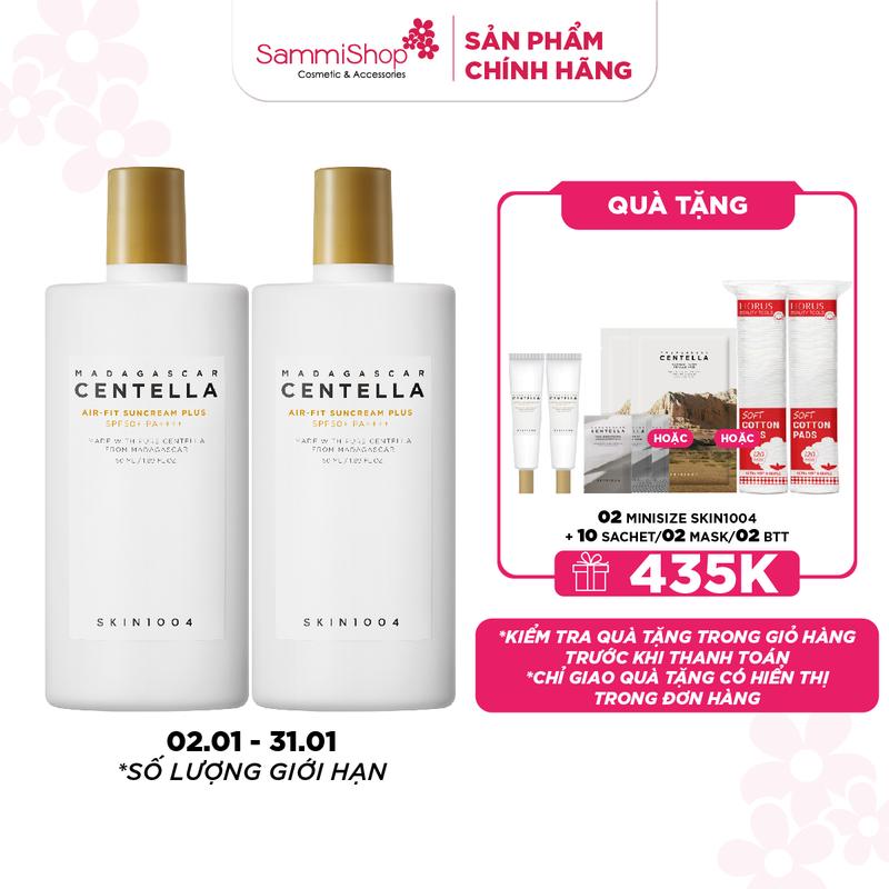  Combo 02 Skin1004 Kem chống nắng Madagascar Centella Air-Fit SunCream Plus 50ml Nữ  Sunscreen Rau Má 