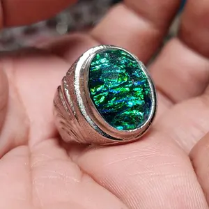 Cincin batu wisanggeni hijau RS / green fire opal / racun api hijau