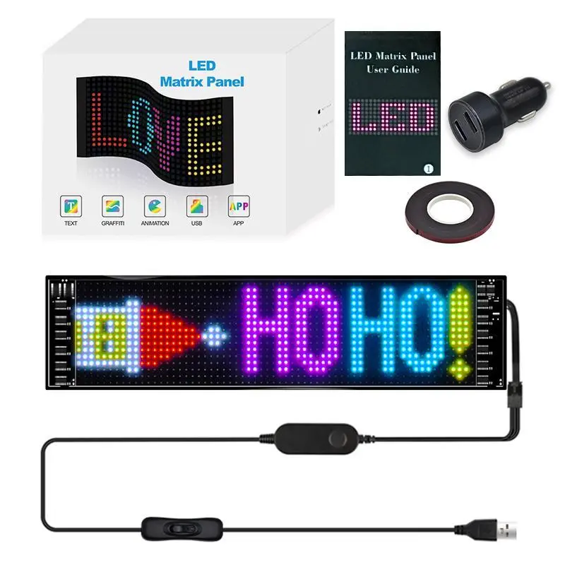 Flexible Matrix Pixel Light, RGB Scrolling Illuminated Signage, USB Powered Bluetooth-compatible Control LED Light, Novelty Lighting for Car & Store, Car Accessory 7