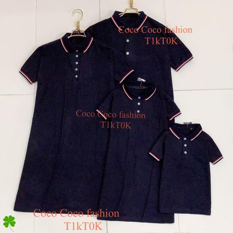 fashion navy blue family polo shirt uniform cotton father's - TikTok ...