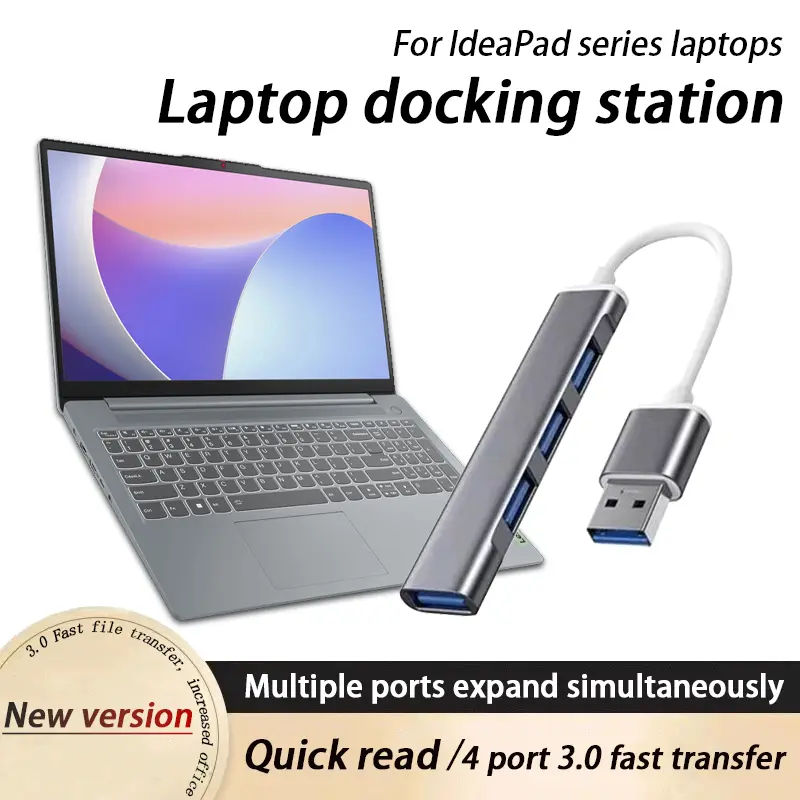 For Ideapad Series Laptop USB 3.0 extender IdeaPad 3 14IAU7/ALC6 Laptop Type-C multi-interface adapter, laptop wireless keyboard/mouse 4-interface USB extender