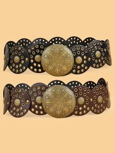 Cinturón de Estilo Boho para Mujer, con Hebilla de Disco, Cinturón Vintage y Moderno, Accesorios de Moda para Ropa, Ideal para Uso Diario y Decoración de Fiestas