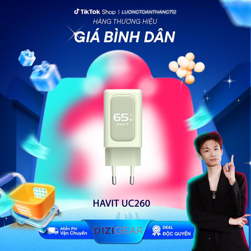 [Deal Độc Quyền KOC Lương Toàn Thắng] Cốc Sạc Nhanh HAVIT UC260, Smart GaN Chip 65W, Sạc Nhanh PD 65W + USB-A 30W - BH 12 Tháng