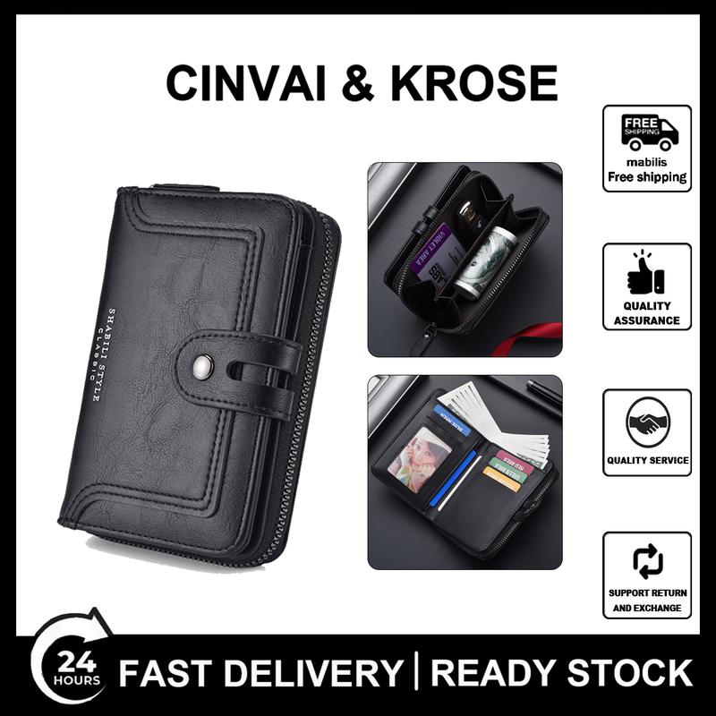 SHABILI Ví Ví Nam Ví Nữ Ví Ngắn Ví Đựng Căn Cước Túi Tiền Xu Có Khóa Kéo Túi Khóa Kéo Ẩn Khe Cắm Thẻ Sức Chứa Lớn Đa Năng Chất Lượng Cao Phong Cách Cổ Điển # 665