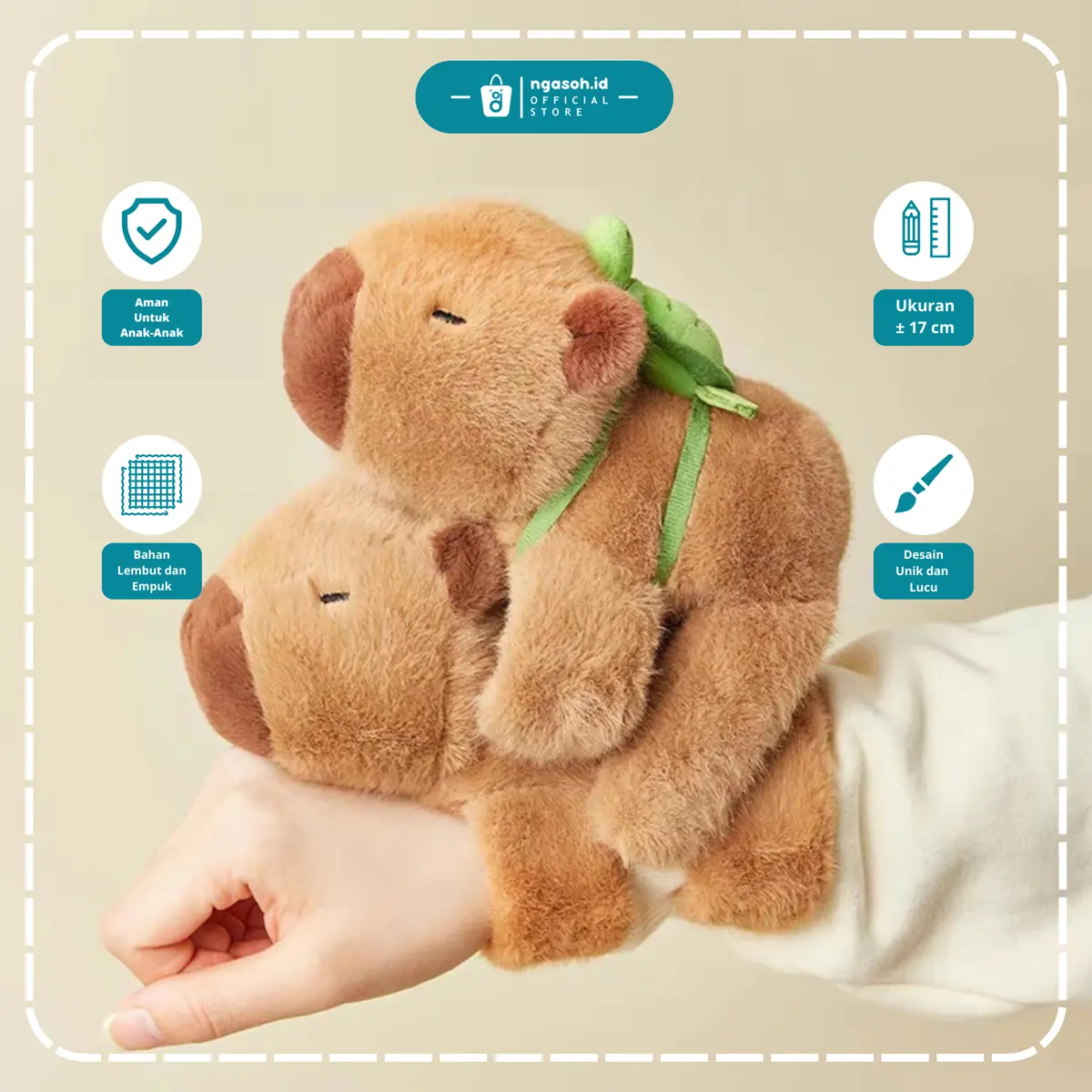 ngasoh.id Boneka Gelang Tangan Capybara Maxwell Bahan Bulu Halus Mainan Anak Kado Hadiah Ulang Tahun Toys nempel