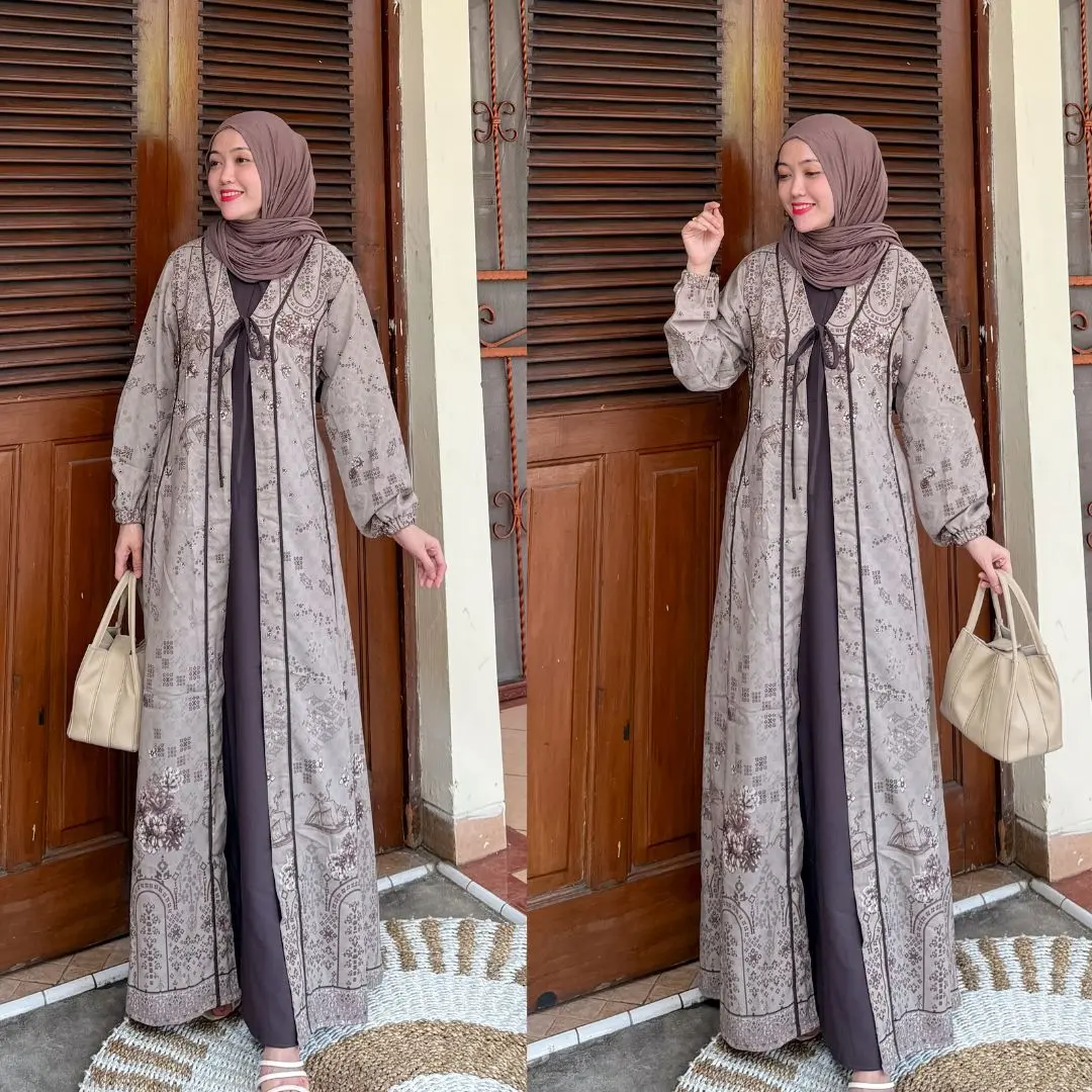 Joley Cloth - Alia Dress Abaya Simple Lionel Richie Gamis Bridesmaids Wanita Motif Printing Terbaru Sarimbit Seragam Keluarga Butik Mewah Elegant Pesta  Oufit Kondangan Kekinian