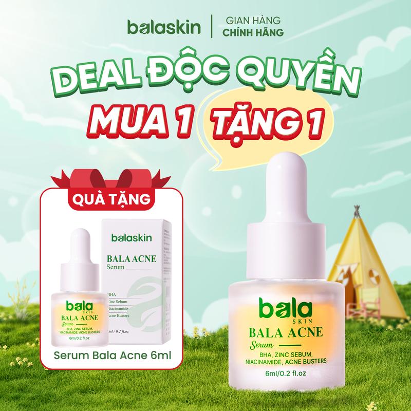 [Mua 1 Tặng 1] Serum Hỗ Trợ Giảm Mụn Mờ Thâm Bala Acne 6ml Chăm Sóc Da Skincare Cho Da Mụn