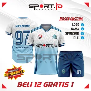 Jersey Olahraga Cahaya Biru Agung – Performance Team Kitn Sport ID Cocok untuk Badminton Sepak Bola Voli Takraw & Futsal Bahan Premium Full Printing Size Lengkap S-5XL