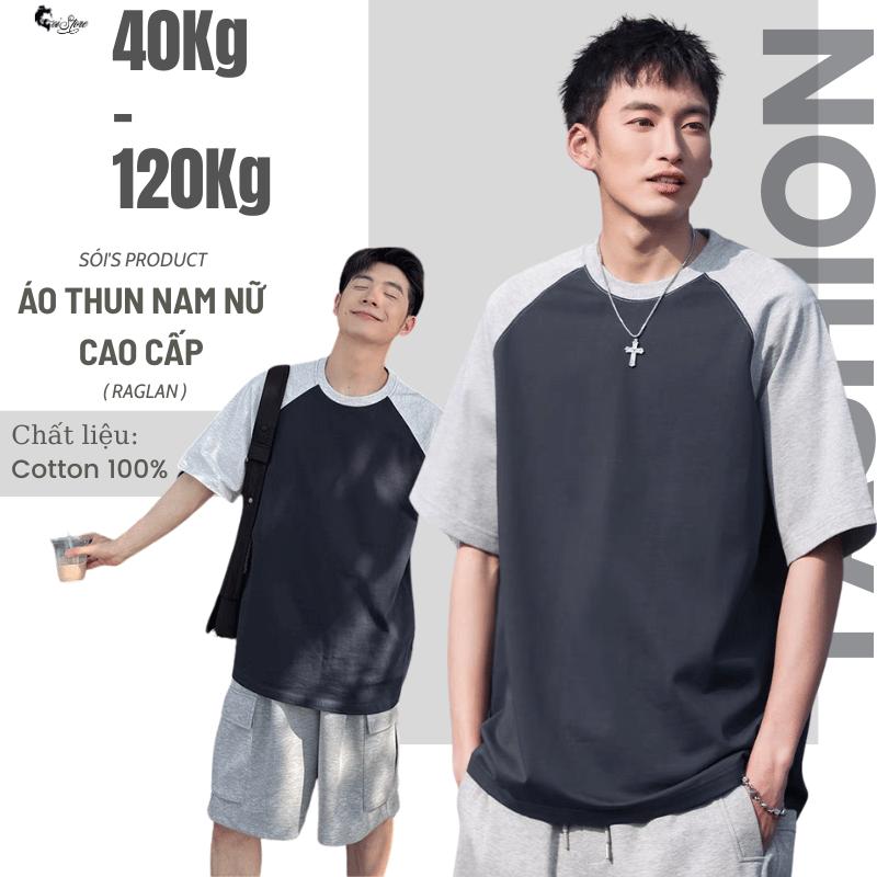 38-105KG Áo thun Raglan Nam Nữ Bigsize SÓI STORE thun cotton 100% form rộng