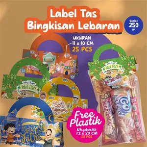 (25 Pcs) Label Tas Plastik Snack Anak Idul Fitri | Label Tas Snack Lebaran Lucu Anak Anak