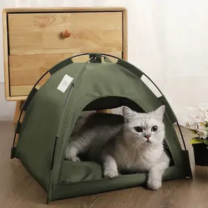 Tempat Tidur Kucing Model Tenda Foldable Cat Bed with Pillow - VP2