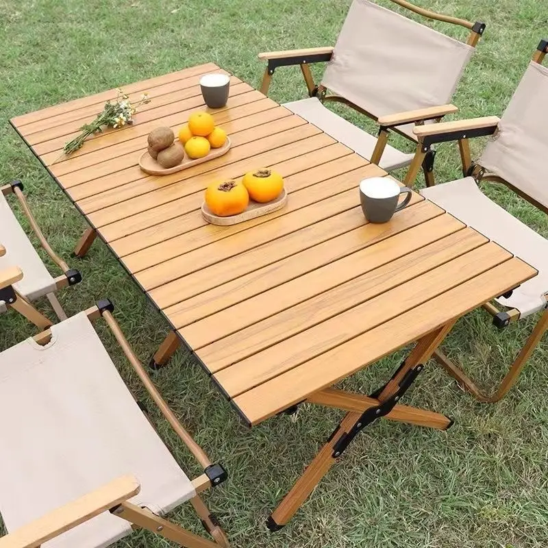 Outdoor folding table camping egg roll table camping portable fried chicken roll table outdoor leisure picnic table barbecue complete set