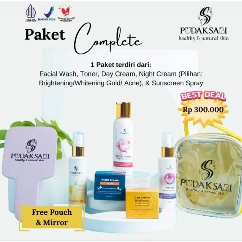 (FREE GIFT/GRATIS ONGKIR/COD) PAKET WAJAH PUDAK SARI Healthy & Natural Skin 1