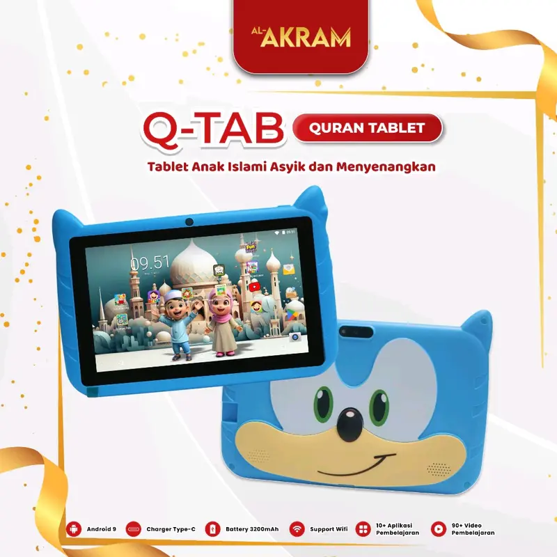 Q-TAB Quran Tablet Anak New Produk Al-Akram Bergaransi 1 Tahun Edukasi Islami Belajar Game Kids Toy 1