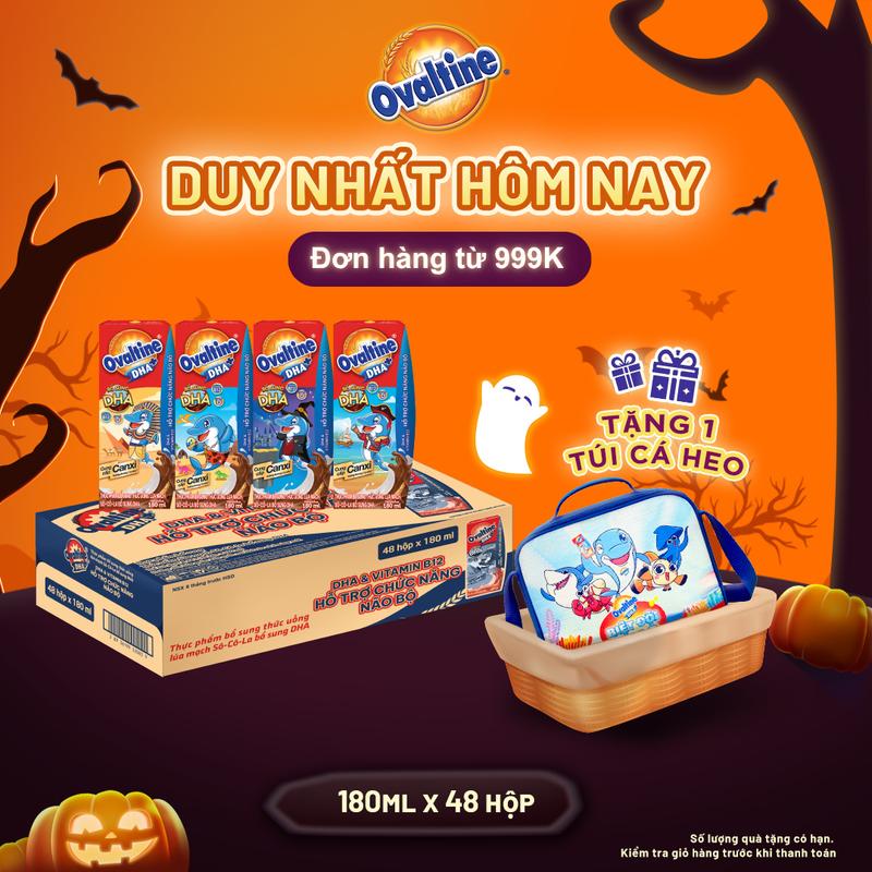 Thùng 48 hộp thức uống lúa mạch hương vị sô-cô-la Ovaltine DHA+ PRO Hộp Giấy 180mlx4 công thức mới