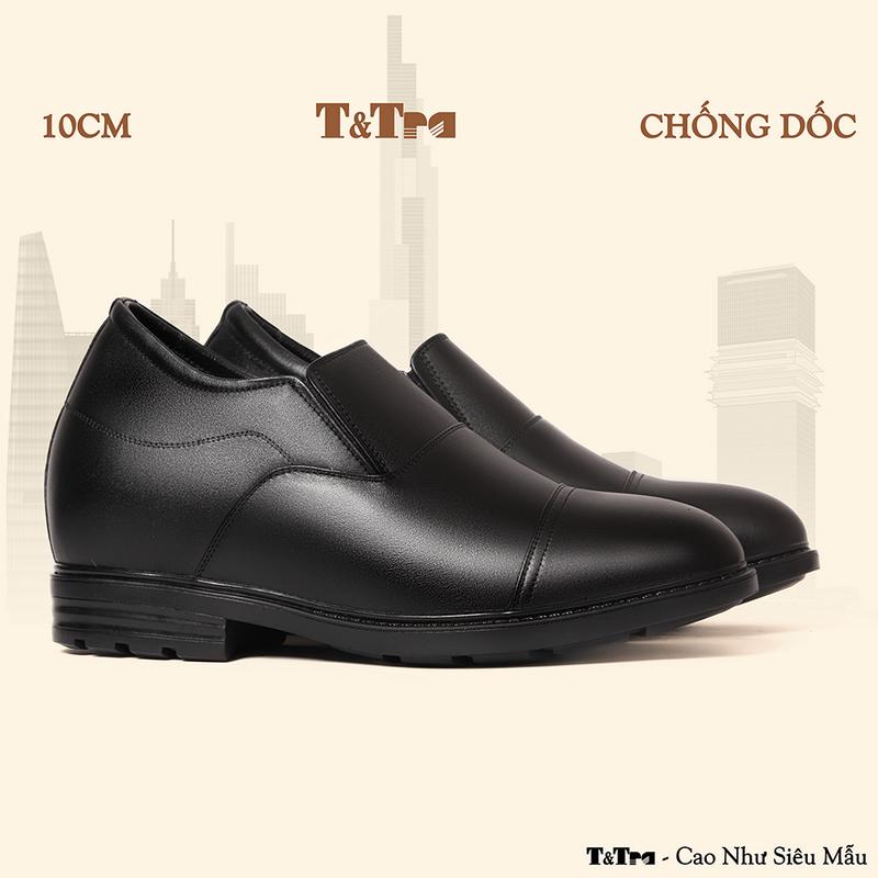   10CM  Giày Nam Đế Cao T&Tra T93 Đen - Ít Dốc Mang Thoải Mái Hơn 