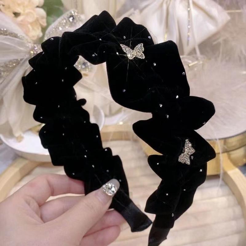 Bờm Tóc Cao Cấp, SS24 Mùa Xuân Mới, Thiết Kế Gấp Nhung, Chống Trượt, Dành Cho Nữ Phụ Kiện Caro Women