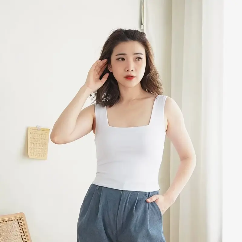 Atasan Crop Tank Top Wanita Bahan Spandek RC - Cewek, Pendek 6